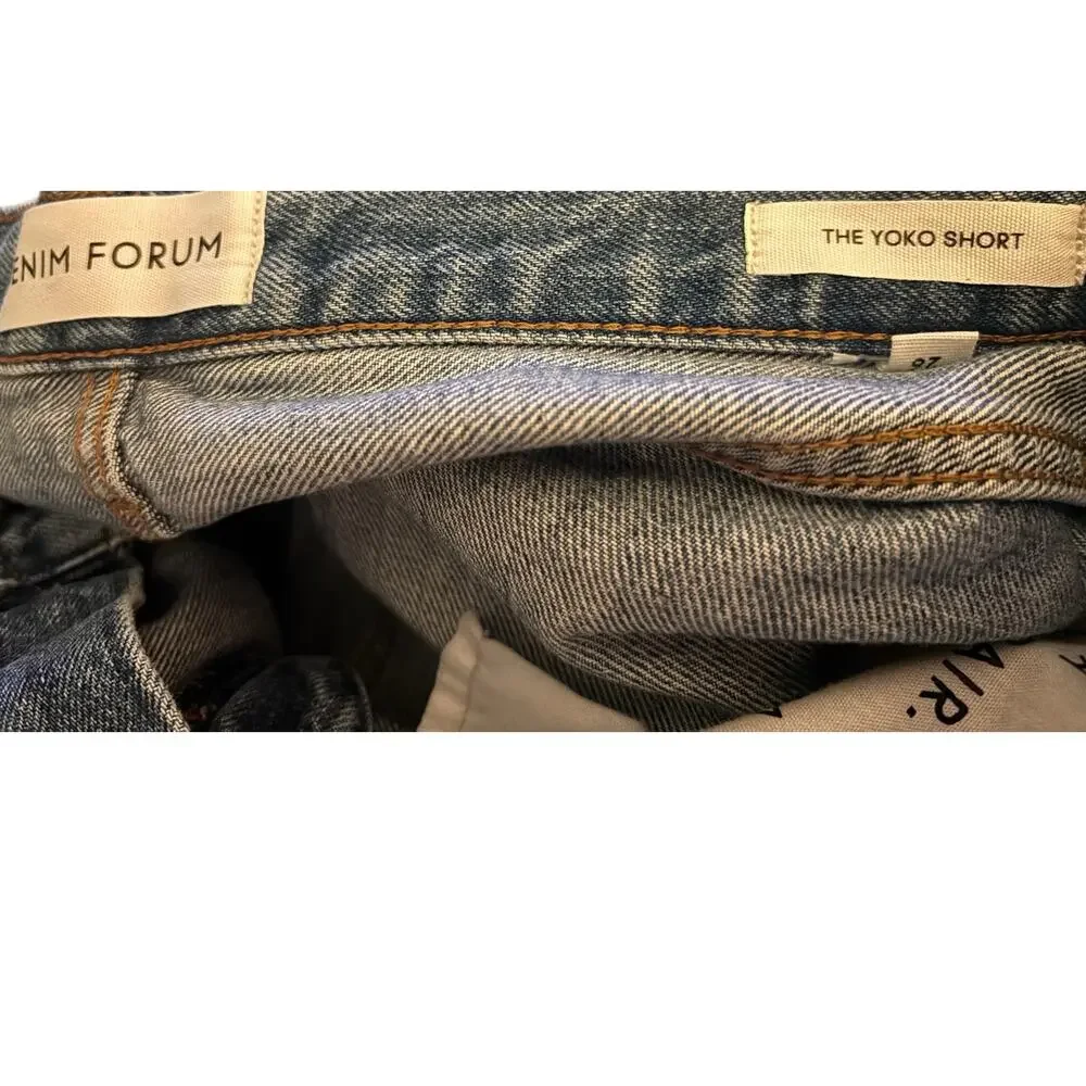 Aritzia Denim Forum Yoko High Rise Button Fly Raw Hem Cut Off Shorts, Size 26 - Picture 4 of 4